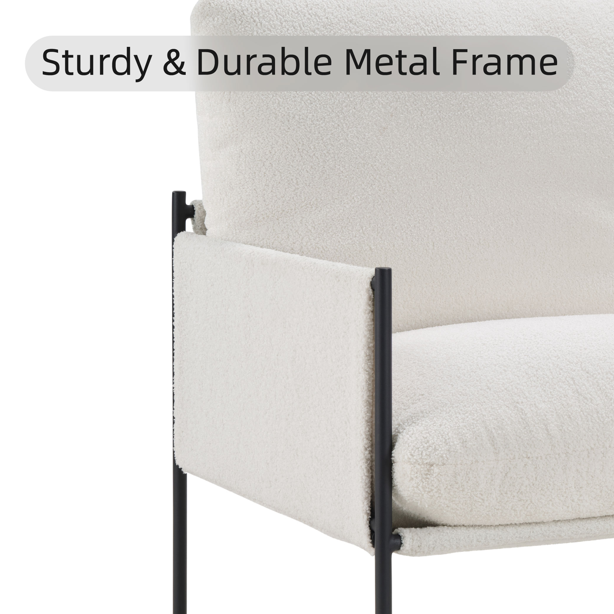 Modern Accent Chair, Comfy Chair With Removable Cushion, Vanity Chair With Wood Armrests For Living Room, Bedroom, White_voghion.com